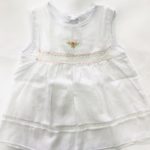 Newborn White Baby Frock 2 Pcs - Decorated Smock